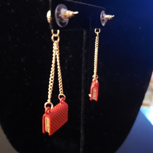 BOY BAG RED EARRINGS MICRO PURSE MINI COCO RHINESTONE PARIS LUXURY gift jewelry - Picture 2 of 4